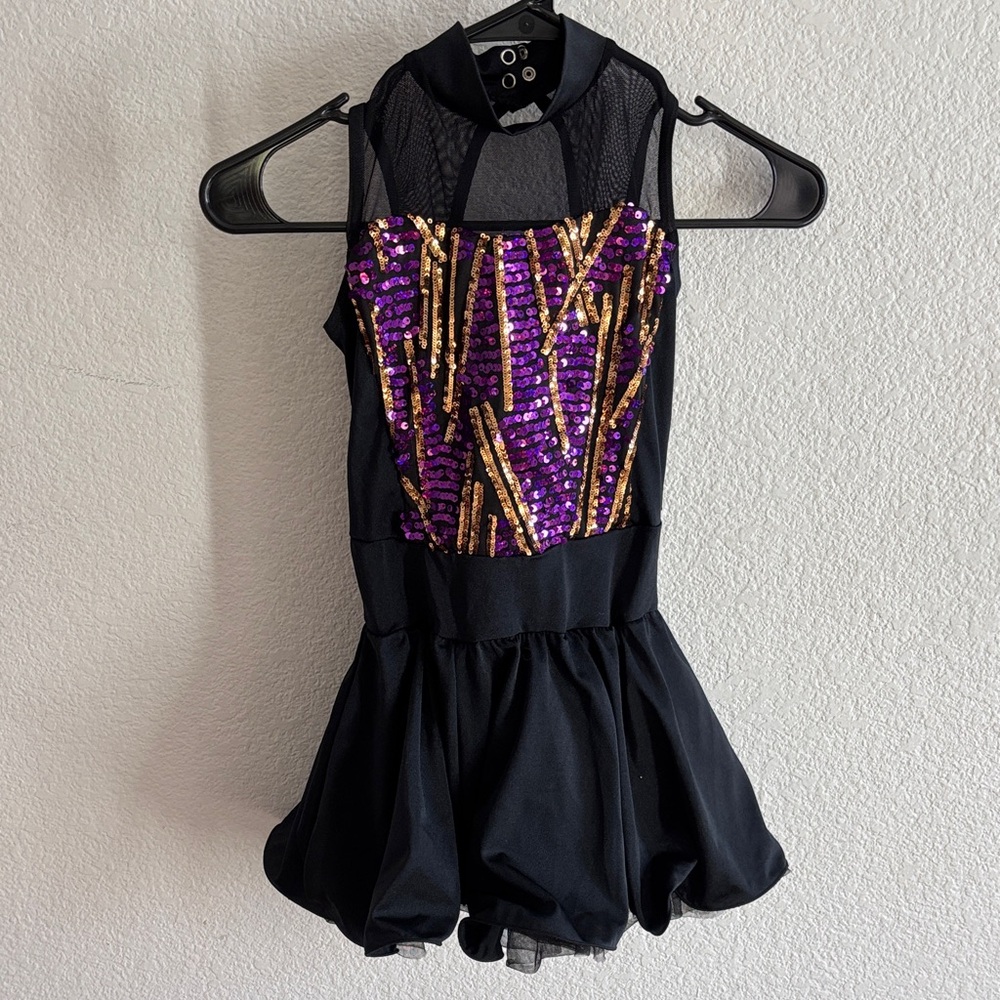 Weissman Black and Purple Sequin Dance Costume